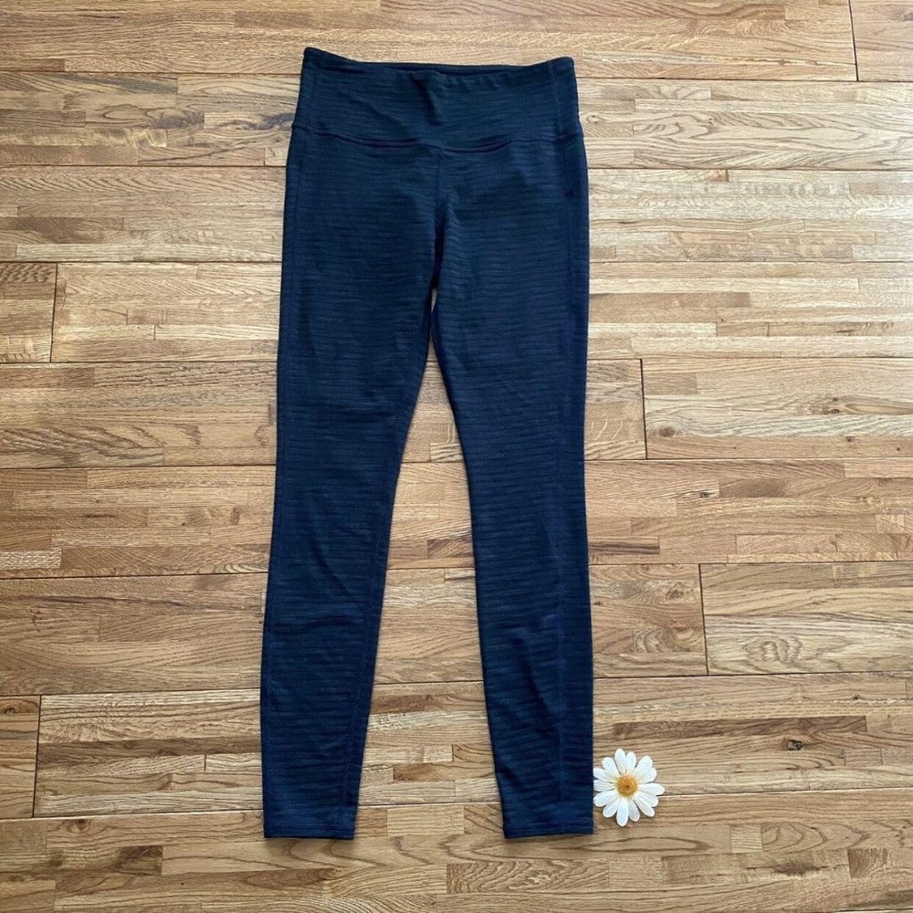 Athleta‎ Navy Woven Stripe Design Leggings Size S